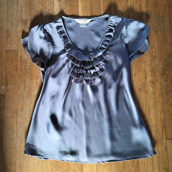 Allison Taylor Petite Ruffle Neck Blouse - Petite Medium - EUC - Picture 1 of 5